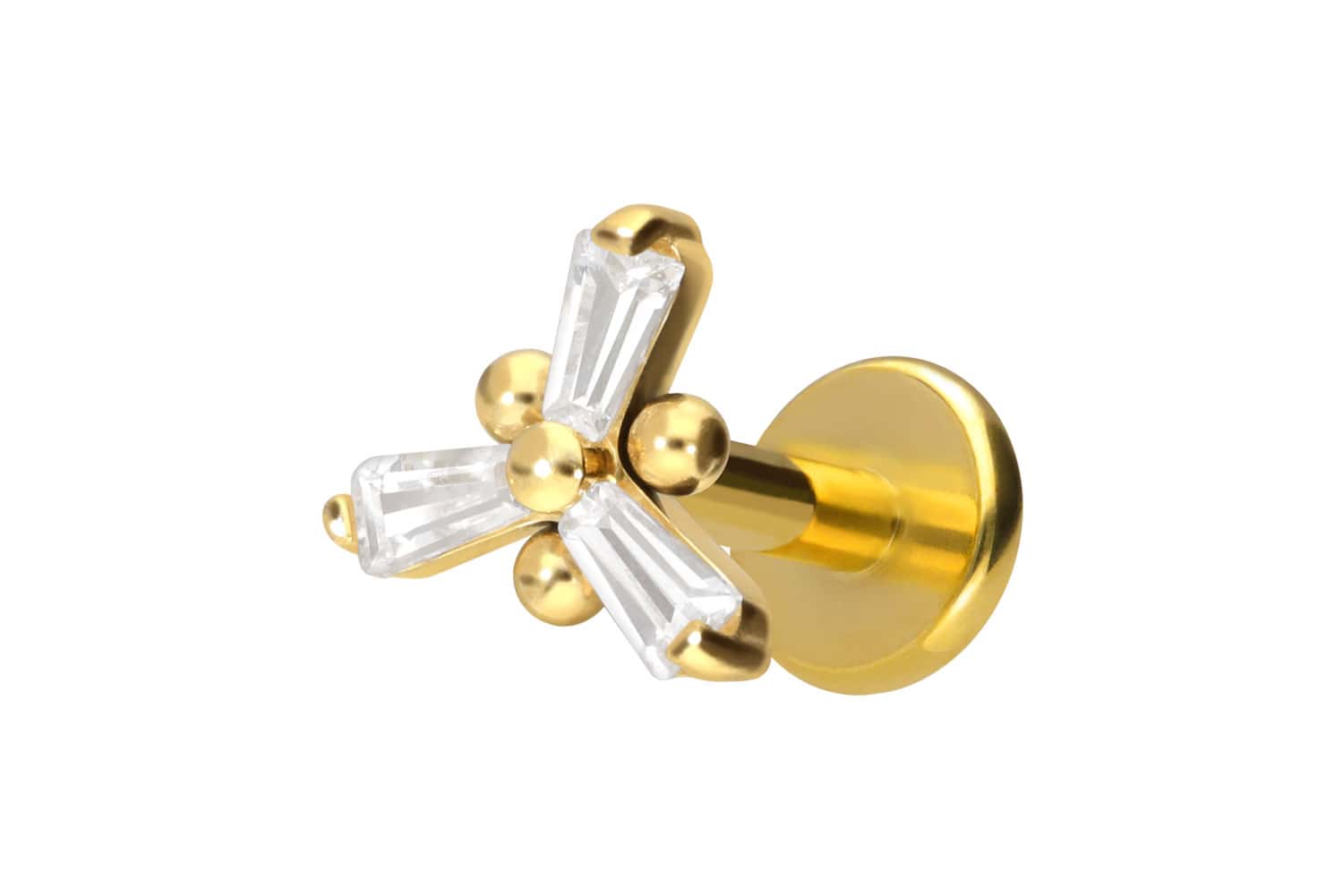 Titan Labret Piercing mit Innengewinde KRISTALLBLUME